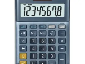CALCULATRICE CASIO BUREAU 4 OPERATIONS CALCUL TAXE POURCENTAGE CORRECTION RAPIDE BOITIER COULEUR BLEU