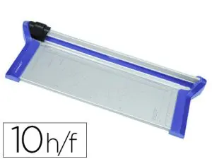 ROGNEUSE Q-CONNECT MÉTAL PRESSION AUTOMATIQUE DIN A3 CAPACITÉ 10F GRADUATION 5MM COUPE PAPIER TRANSPARENT 565X78MM