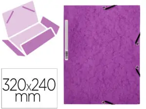 CHEMISE Q-CONNECT CARTE LUSTRÉE 375G POUR DOCUMENTS A4 320X243MM 3 RABATS COLORIS VIOLET