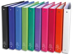 CLASSEUR EXACOMPTA 4 ANNEAUX A4 POLYPROPYLÈNE REMBORDÉ 18/10E 30MM DOS 40MM 10 COLORIS ASSORTIS 20 UNITÉS
