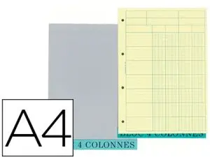 BLOC EXACOMPTA CONTRÔLE COMPTABLE A4 210X297MM 70 FEUILLES 4 COLONNES/LIBELLÉ COLORIS CANARI
