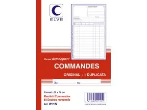 MANIFOLD ELVE AUTOCOPIANT 140X210MM VERTICAL FOLIOTAGE 50 DUPLIS COMMANDES 1 À 50