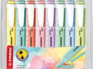 SURLIGNEUR STABILO SWING COOL PASTEL EDITION FORMAT STYLO   POINTE BISEAUTEE TRACE 1/4MM  POCHETTE 8 UNITES