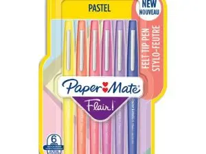 FEUTRE ECRITURE PAPER MATE FLAIR PASTEL POINTE NYLON     0,7MM BOUCHON VENTILE CLIP    METAL BLISTER 6 UNITES