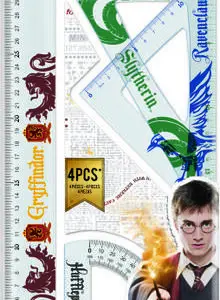 KIT TRACAGE MAPED HARRY POTTER 4 PIECES- 2 EQUERRES + 1 REGLE + 1 RAPPORTEUR