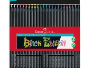 CRAYON COULEUR FABER CASTELL TRIANGULAIRE BLACK EDITION EN BOIS NOIR POCHETTE DE 24