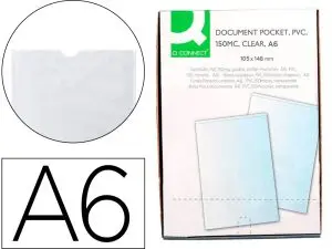 ÉTUI PROTECTION Q-CONNECT PVC TRANSPARENT 15/100E A6 105X148MM CONTOUR SOUDÉ EN U