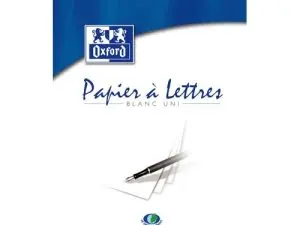 BLOC CORRESPONDANCE OXFORD PAPIER VÉLIN SUPÉRIEUR 80G/M2 A4 210X297MM UNI BUVARD ET GUIDE LIGNE 50 FEUILLES