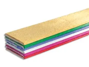 PAPIER CREPON CLAIREFONTAINE METALLISE 0,5X2,5M CREPAGE 60% COLORIS ASSORTIS 6 FEUILLES