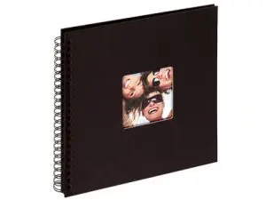 ALBUM PHOTOS WALTHER SPIRALE FUN VINYLE 300X300MM 50F 200 PHOTOS 10X15CM SPIRALE MÉTAL NOIR FEUILLETS NOIRS COLORIS NOIR