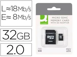 CARTE MICRO Q-CONNECT SDHC ADAPTATEUR SD CAPACITÉ 32GB CLASSE 4 TÉLÉPHONES PORTABLES TABLETTES