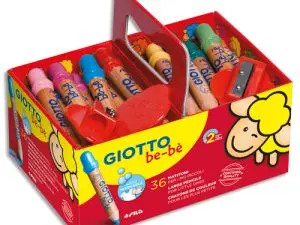CRAYON COULEUR GIOTTO BE-BÈ 105MM MINE FACILE À TAILLER DIAMÈTRE 7MM COLORIS VIFS BOÎTE 36 UNITÉS + 3 TAILLE-CRAYONS