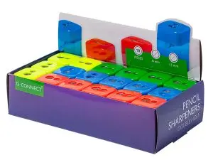 TAILLE-CRAYON Q-CONNECT ÉCONOMIQUE RÉSERVOIR PLASTIQUE TRANSPARENT 2 USAGES