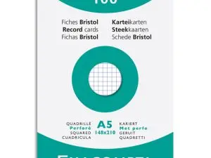 ETUI 100 FICHES EXACOMPTA BRISTOL QUADRILLEE 5X5        PERFORATION EN HAUT BLANC     148X210 MM