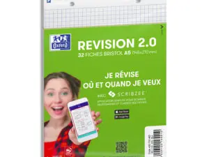 FICHES BRISTOL OXFORD REVISION 2.0 A5 PERFOREE 32   FICHES/FILM  Q5X5 CADRE BLANC