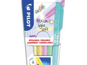 SURLIGNEUR PILOT FRIXION LIGHT SOFT EFFACABLE POINTE   MOYENNE BISEAUTEE COLORIS     PASTEL ASSORTIS POCHETTE 6