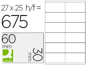 INSERT BADGES Q-CONNECT 25F A4 27 INSERTS ÉTIQUETTES PRÉDÉCOUPÉES BLANCHES IMPRIMANTE JET D'ENCRE 30X60MM