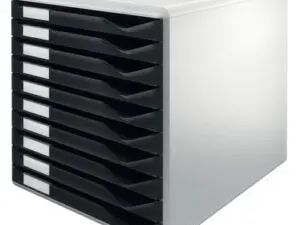 MODULE CLASSEMENT LEITZ 10 TIROIRS A4+ 285X290X355MM 4 HAUTEURS INTERCHANGEABLES COLORIS GRIS/NOIR
