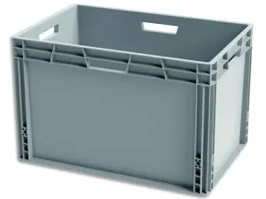 BAC MANUTENTION VISO POLYPROPYLENE TRES RIGIDE PAROIS RENFORCEES EMPILABLE 60L CHARGE 40KG 40X60X32CM GRIS