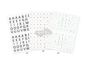 GOMMETTE ÉDUCATIVE MAILDOR ALPHABET COLORIS ROUGE BLEU VERT JAUNE NOIR 6 PLANCHES 1600 UNITÉS
