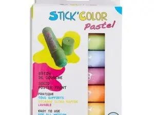 BATON GOUACHE STICK'COLOR SOLIDE TOUS SUPPORTS COLORIS  PASTEL ASSORTIS BOITE 6       UNITES