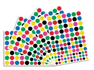 GOMMETTE O'COLOR A5 REPOSITIONNABLE TEMPORAIREMENT FORME ROND TAILLE ET COLORIS ASSORTIS SACHET 40 PLANCHES 4160 UNITES