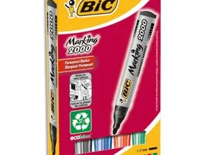 MARQUEUR BIC PERMANENT MARKING 2000 POINTE OGIVE TRACÉ 2.5MM CORPS PLASTIQUE ENCRE BASE ALCOOL BOÎTE 4 UNITÉS