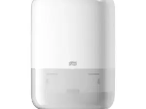 DISTRIBUTEUR ESSUIE-MAINS TORK M2 DÉVIDAGE CENTRAL BOBINE ABS ANTICHOC RECYCLABLE FENÊTRE VISUALISATION CLEF BLANC