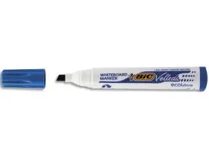 MARQUEUR BIC VELLEDA 1751 EFFAÇABLE POINTE BISEAUTÉE TRACÉ 2/5MM ENCRE BASE ALCOOL INODORE CORPS PLASTIQUE BLEU