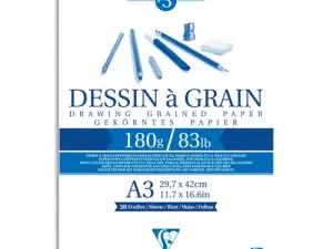 BLOC DESSIN   GRAIN CLAIREFONTAINE A3  ENCOLL     BLANC 29,7CMX42CM 180GR 30F