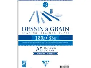BLOC DESSIN   GRAIN CLAIREFONTAINE A5 SPIRALE     BLANC 14,8CMX21CM 180GR 30F