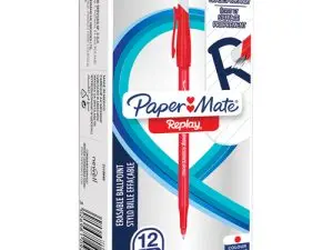 STYLO-BILLE PAPER MATE REPLAY COLORS GOMMMABLE POINTE       MOYENNE 1,0MM TRACE 0,8MM     COLORIS ROUIGE