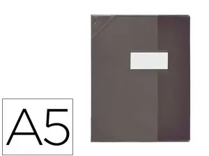 PROTÈGE-CAHIER ELBA SCHOOL LIFE PVC CRISTAL 18/100E RABAT PORTE-ÉTIQUETTE ET ÉTIQUETTE 170X220MM COLORIS NOIR
