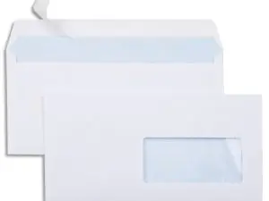 ENVELOPPE ÉCONOMIQUE DL 110X220MM 80G ADHÉSIVE FENÊTRE 45X100MM COLORIS BLANC BOÎTE 500 UNITÉS