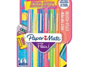 FEUTRE ECRITURE PAPER MATE FLAIR ORIGINAL POINTE MOYENNE 0,7MM ENCRES RETRO'S 90       ASSORTIES BLISTER 6 COULEURS