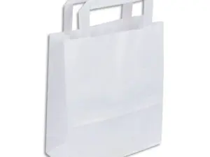 SAC KRAFT 90G/M2 POIGNEES PLATES  32X15X40CM PAQUET 50  UNITES COLORIS BLANC