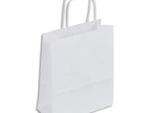 SAC KRAFT 90G/M2 POIGNEES TORSADEES 22X10X31CM PAQUET   50 UNITES COLORIS BLANC 21145