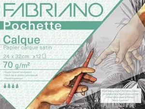 POCHETTE FABRIANO PAPIER CALQUE 240X320MM 70G 12       FEUILLES