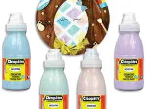 PEINTURE A L'EAU CLEOPATRE NEFERTARI PAILLETEE TOUS      SUPPORTS FLACON 250ML COLORIS PASTEL ASSORTIS LOT 4 UNITES