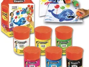 GOUACHE CLEOPATRE LOT DE 6 PTIT POTS DE 50 ML AVEC PINCEAU ET ENTONNOIR INT GR COLORIS ASSORTIS