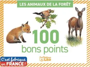 BON POINTS EDITIONS LITO LES ANIMAUX DE LA FORET TEXTE     PEDAGOGIQUE VERSO 61X82MM     BOITE 100 UNITES