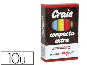 CRAIE JUVENILIA COMPACTA L80MMX10MM SANS CRISSEMENT ANTI-POUSSIÈRE COLORIS ASSORTIS BOÎTE 10 UNITÉS