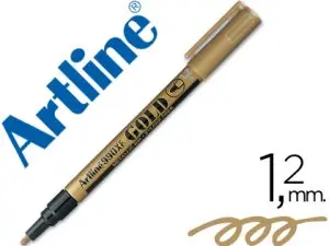 MARQUEUR ARTLINE PERMANENT POINTE FINE CONIQUE 1.2MM TOUS SUPPORTS CORPS MÉTAL ENCRE PIGMENTÉE RÉSISTE EAU OR