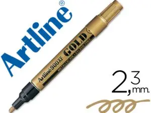 MARQUEUR ARTLINE PERMANENT POINTE MOYENNE CONIQUE 2.3MM TOUS SUPPORTS CORPS MÉTAL ENCRE PIGMENTÉE RÉSISTE EAU COULEUR OR