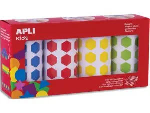 GOMMETTE APLI HEXAGONALE 20MM COLORIS ASSORTIS 4 ROULEAUX 7080 UNITES