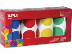 GOMMETTE APLI RONDE 45MM COLORIS CLASSIQUES ASSORTIS 4 ROULEAUX 1416 UNITES