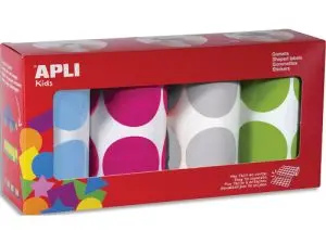 GOMMETTE APLI RONDE 45MM COLORIS FUN ASSORTIS 4        ROULEAUX 1416 UNITES