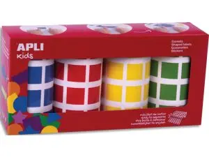 GOMMETTE APLI CARREE 20MM COLORIS ASSORTIS 4 ROULEAUX 7080 UNITES