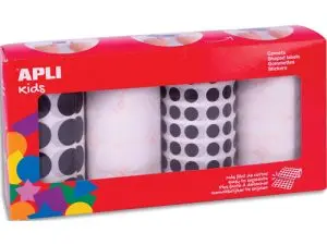 GOMMETTE APLI RONDE DIAMETRE ET COLORIS NOIR ET BLANC      ASSORTIS 4 ROULEAUX 13924     UNITES