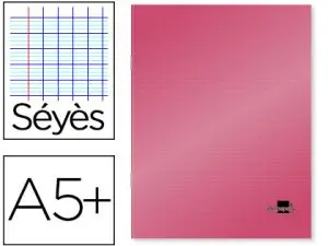 CAHIER PIQUÉ LIDERPAPEL COUVERTURE PLASTIQUE SOUPLE A5+ 17X22CM 90G 96 PAGES SÉYÈS COLORIS ROUGE
